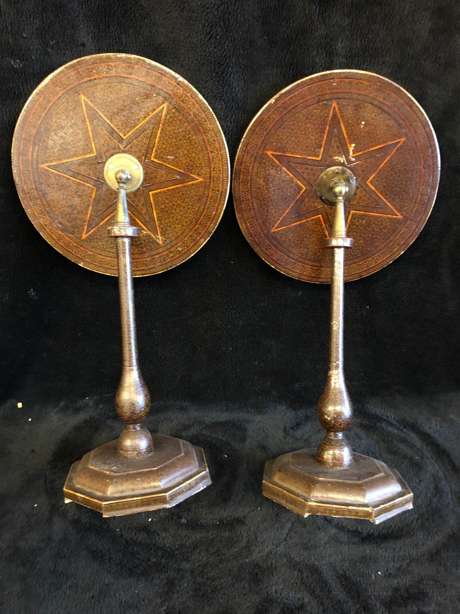 Pair Of Barber Mirrors - Syrian Work Late Nineteenth-photo-4